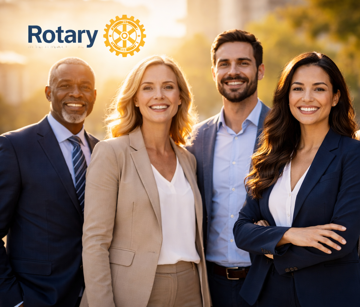 Rotary members and leaders together